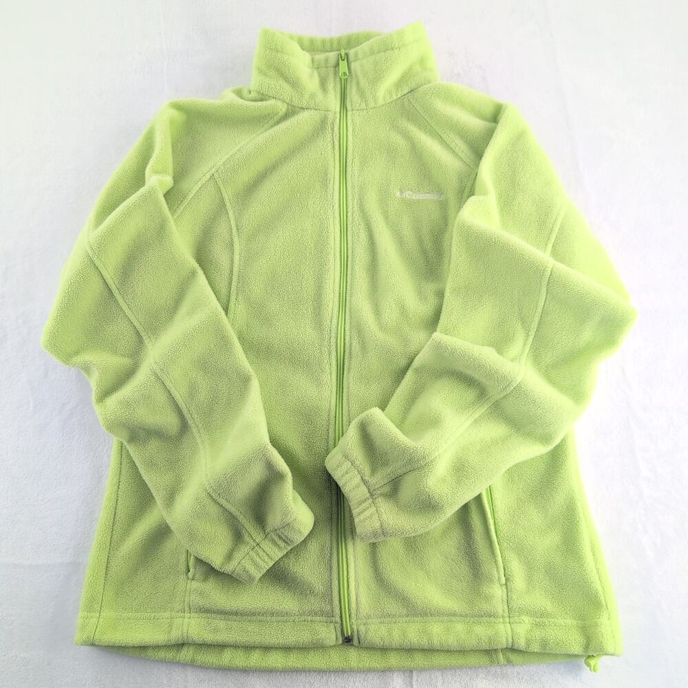 Columbia Full Zip Fleece Women's Large Lime Green Zipper Pockets